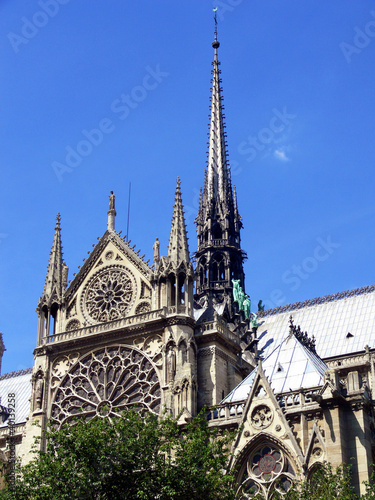  side view of the spire of Notre-Dame de Paris cathedral before the fire