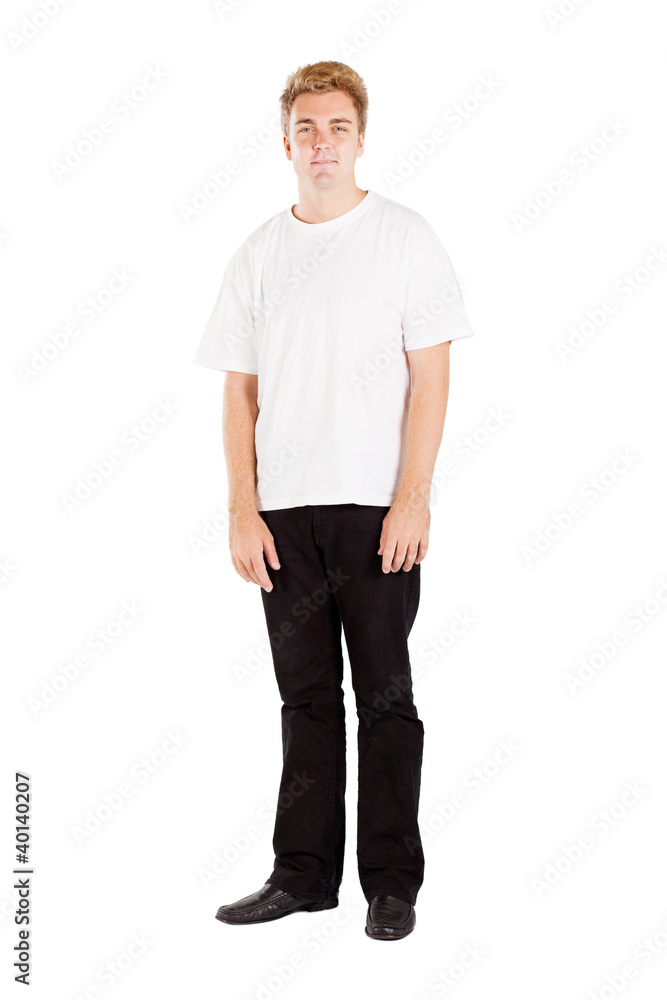 casual young man full length portrait isolated on white casual young man full length portrait isolated on white