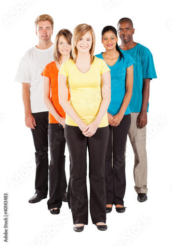 full length portrait of group of diverse people