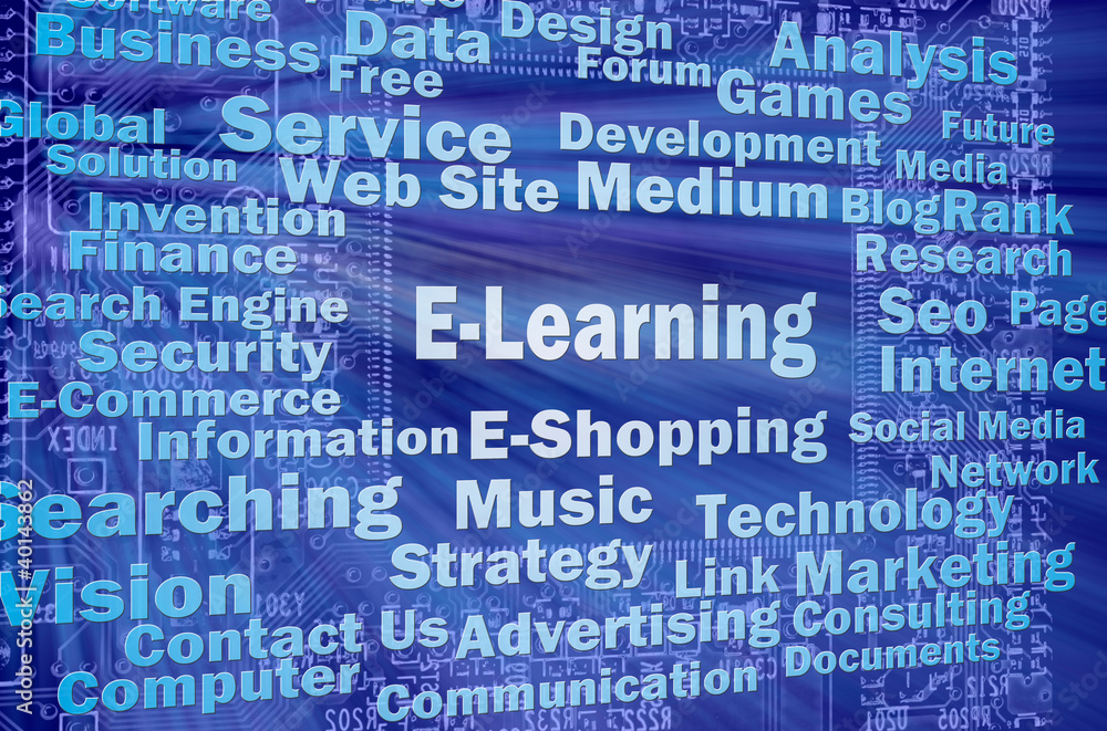 E-learning concept with internet related words E-learning concept with internet related words