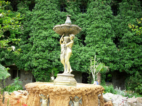 Exotic garden with sculpture