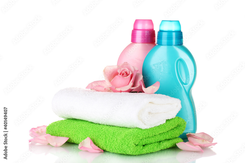Towel and cleaning isolated on white Towel and cleaning isolated on white