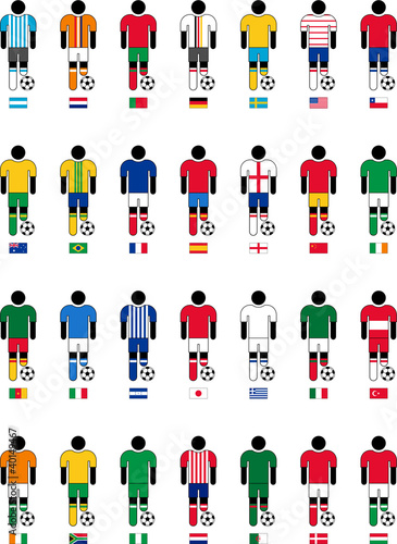 pictograms of football players from different countries