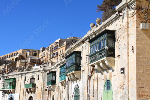 Traditional Maltese architecture in Valletta  Malta