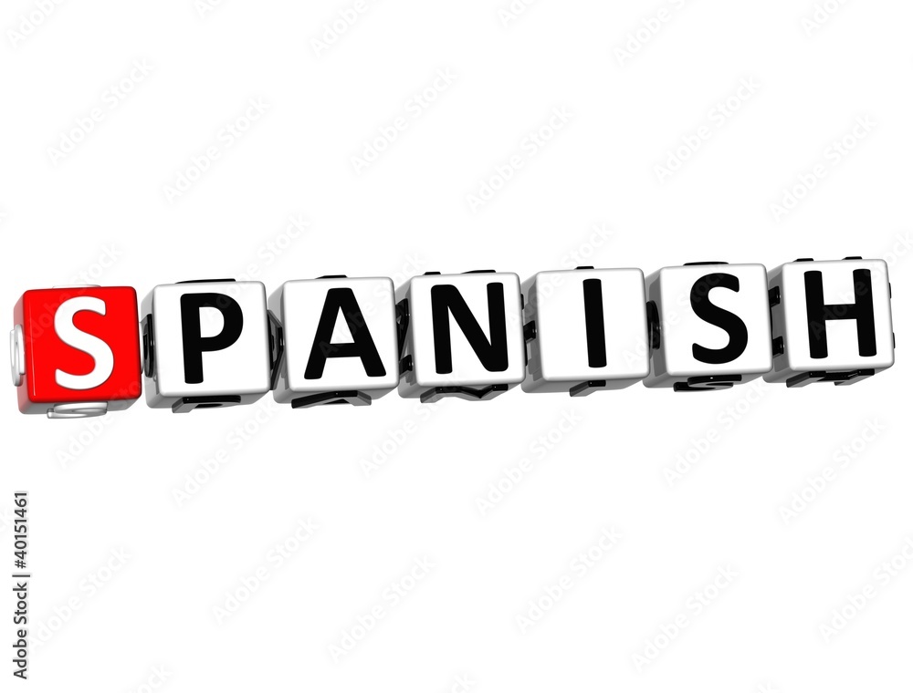 3D Spanish Language Crossword on white background 3D Spanish Language Crossword on white background