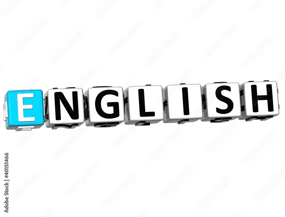 3D English Language Crossword on white background 3D English Language Crossword on white background