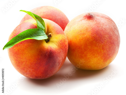 Peach isolated. Peach fruit isolate on white.