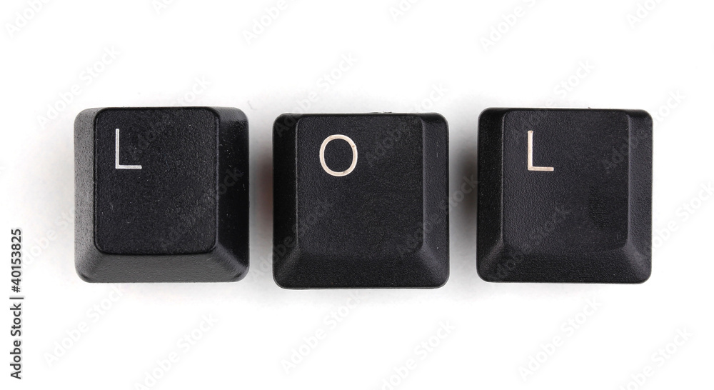 Keyboard keys saying lol isolated on white Keyboard keys saying lol isolated on white