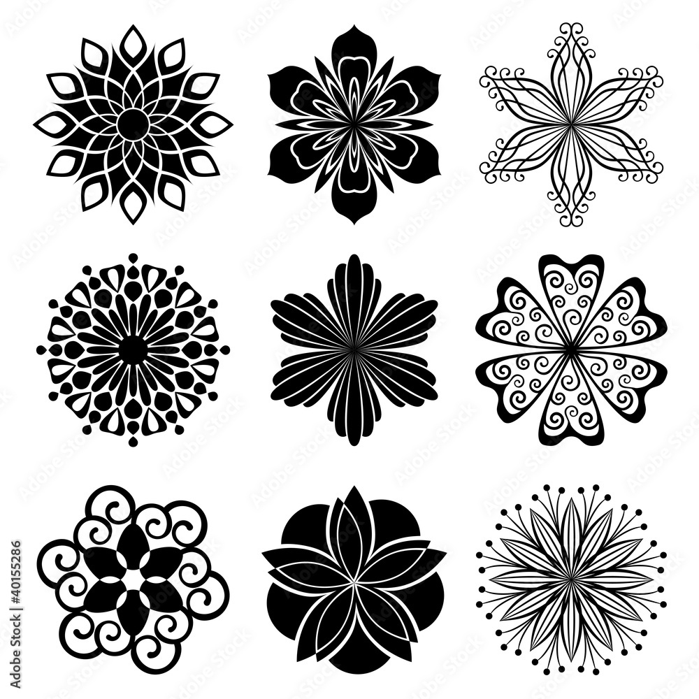 Set of graphic flowers Set of graphic flowers