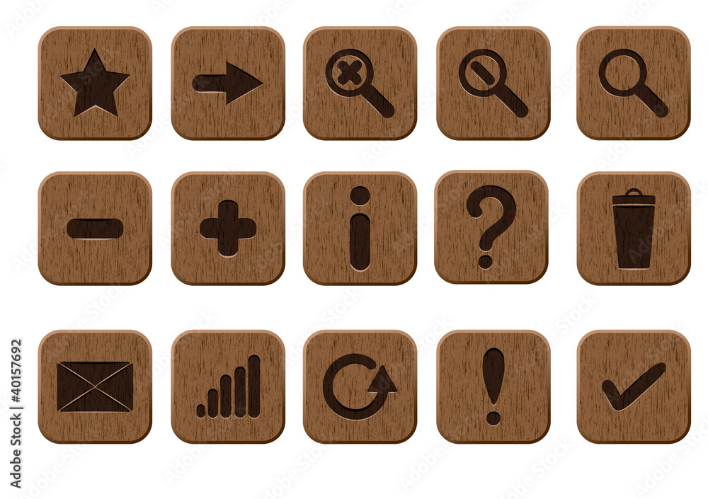 wooden icons set