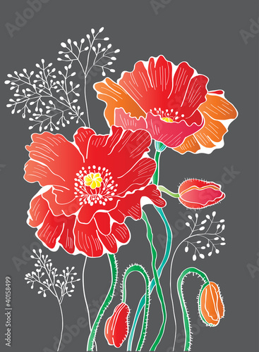 abstract floral red poppy background