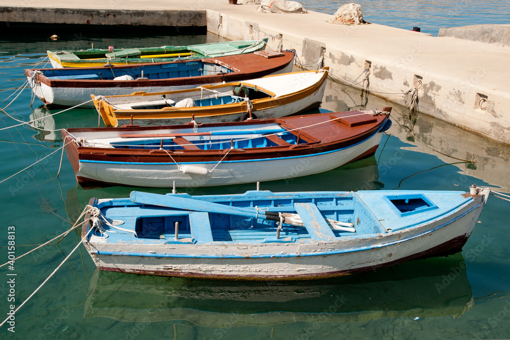 Fishing boats in the crystal Adriatic water, Croatia