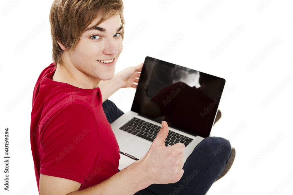 Man working with a laptop