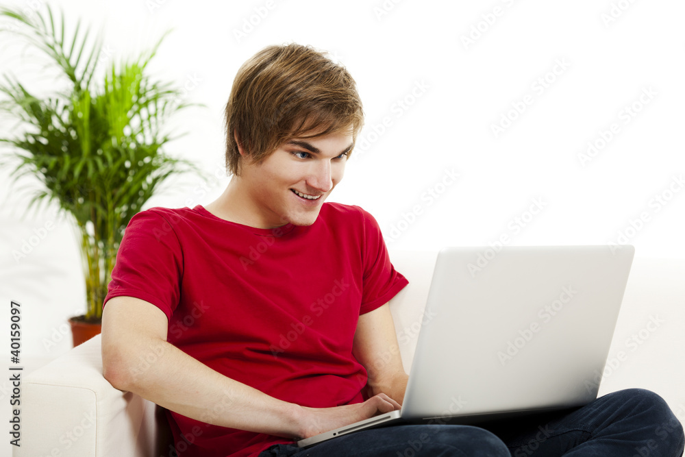 Working on the laptop