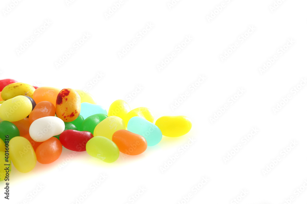 group of colored sweet candies isolated in white background