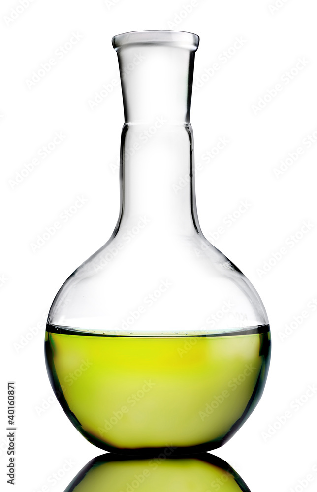 Laboratory bottle with yellow liquid inside (with clipping path) Laboratory bottle with yellow liquid inside (with clipping path)