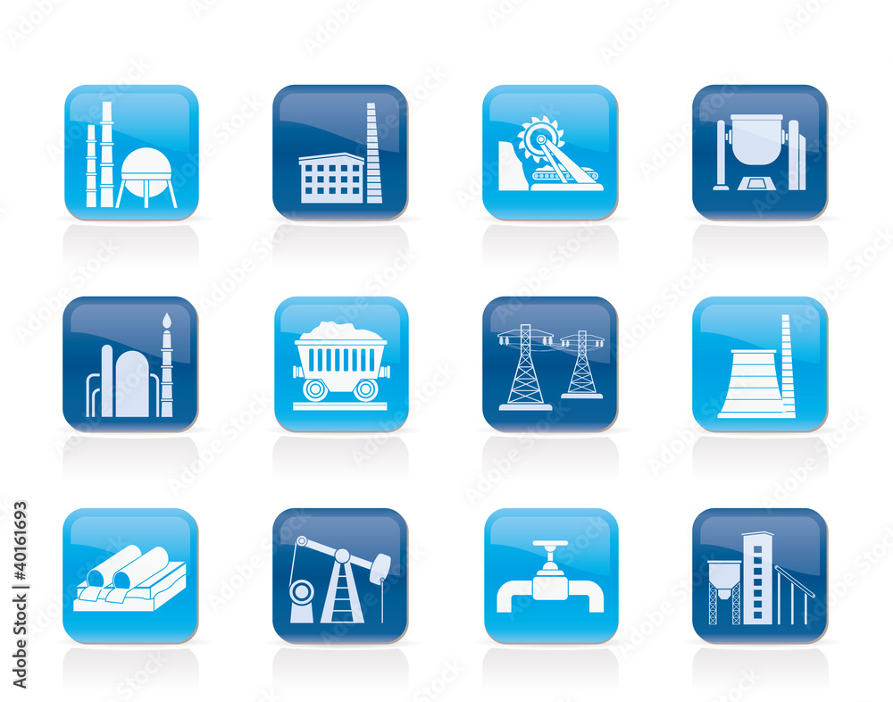 Heavy industry icons - vector icon set Heavy industry icons - vector icon set