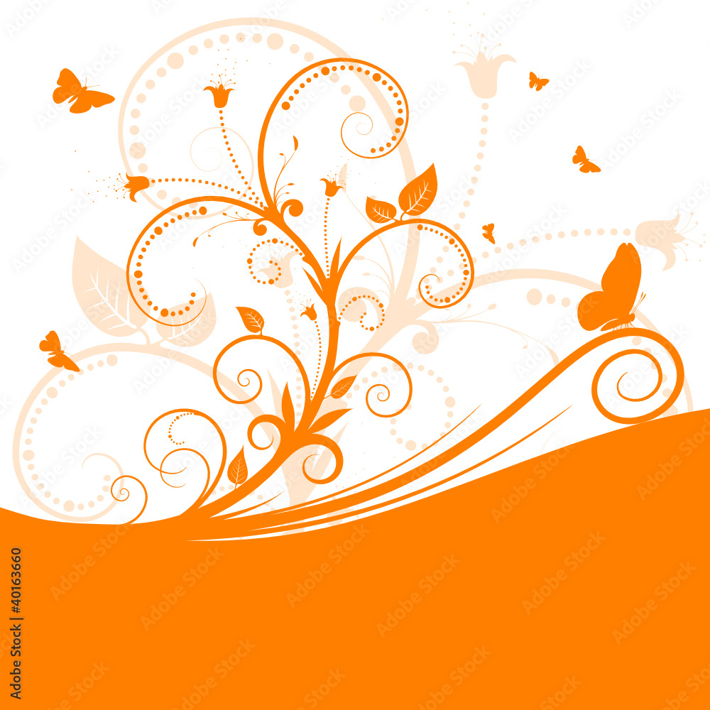 Hintergrund, abstrakt, orange, Frühling, Flora, geschwungen Hintergrund, abstrakt, orange, Frühling, Flora, geschwungen