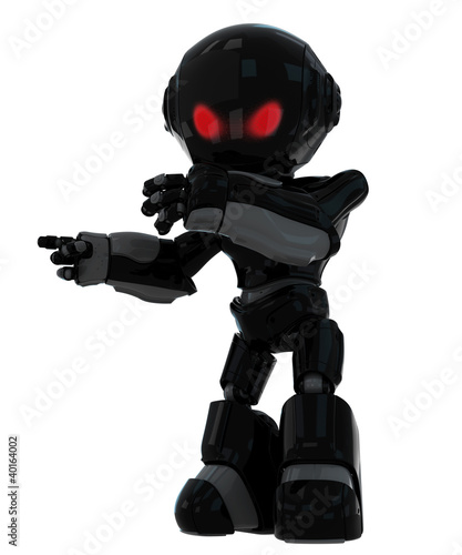 Cool black robot with red angry eyes pointing fingers Stock Illustration |  Adobe Stock