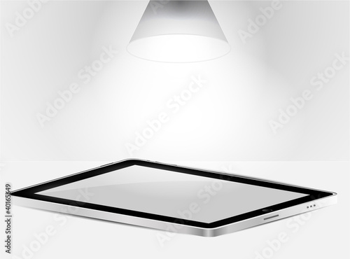 Vector Black abstract tablet pc on white background render.