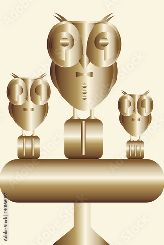 gold symbol with three owls on the prize places