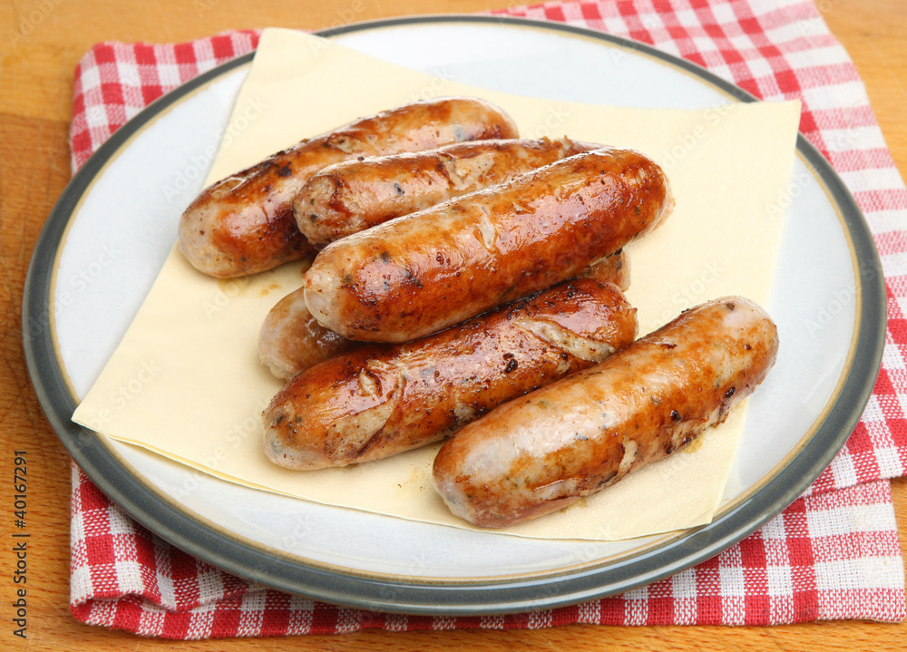 Plate of Cooked Sausages