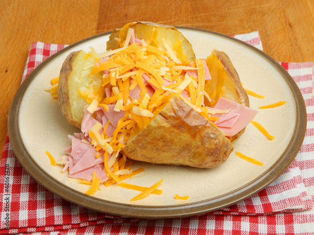Baked Potato with Ham & Cheese