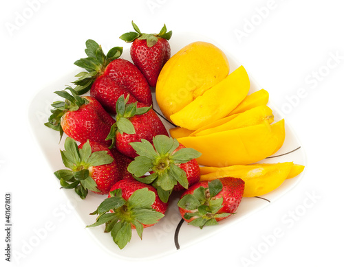 Strawberries and fresh mango