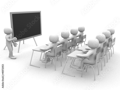 3d person showing the blackboard by hand.