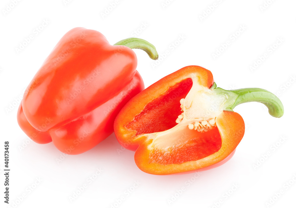 red paprika peppers isolated on white background red paprika peppers isolated on white background