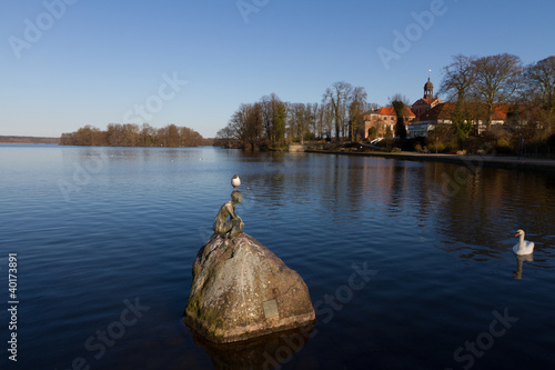 Stone in a lake near small town of Eutin (Germany)