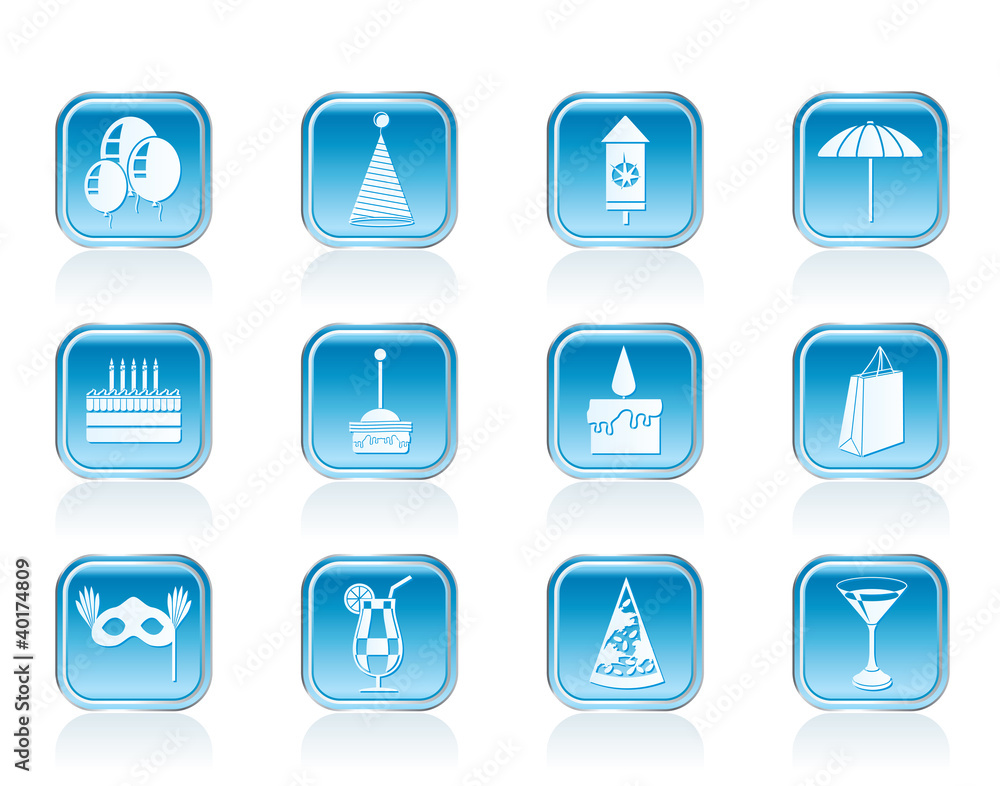 Party and holidays icons - vector icon set Party and holidays icons - vector icon set