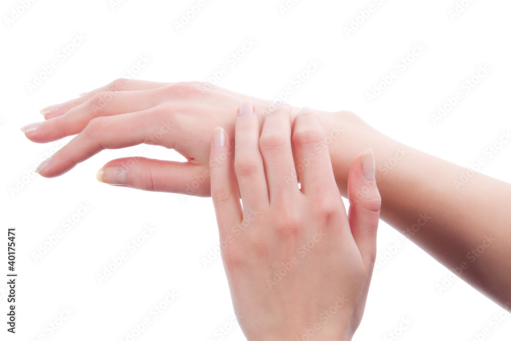hands of young caucasian girl