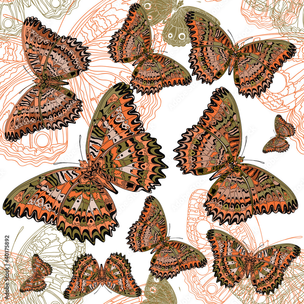 Naklejka premium Butterfly seamless background