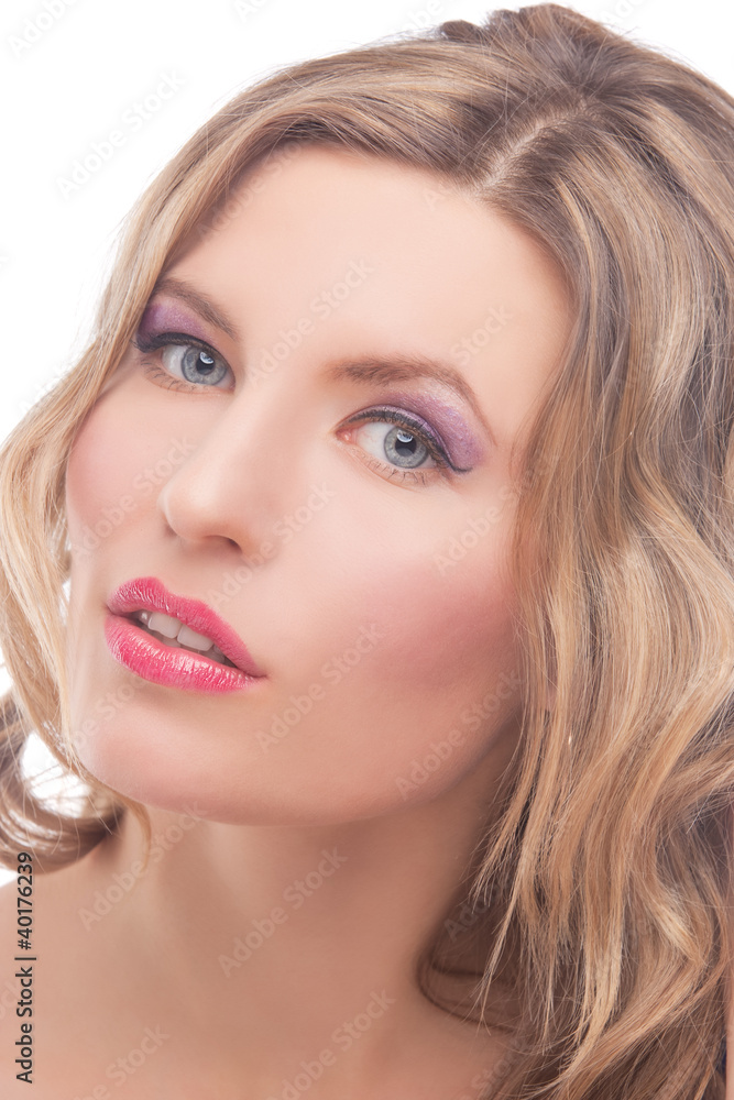 passionate blonde woman with bright makeup passionate blonde woman with bright makeup