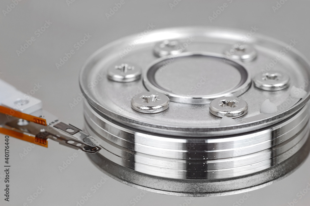 Detailed view of the inside of a hard disk drive (HDD) Detailed view of the inside of a hard disk drive (HDD)