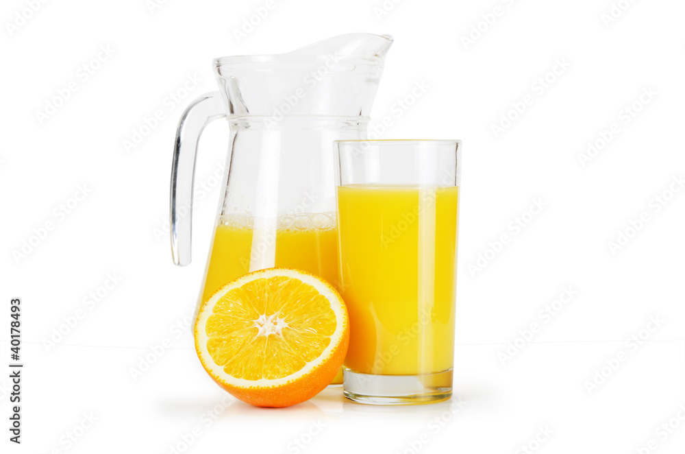 orange juice and citrus on a white background orange juice and citrus on a white background