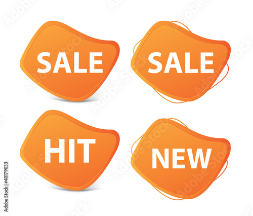 Orange vector stickers — sale, new, hot, fit