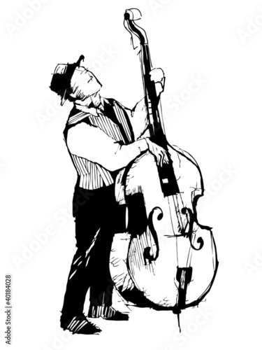 sketch of a musician on the bass viols