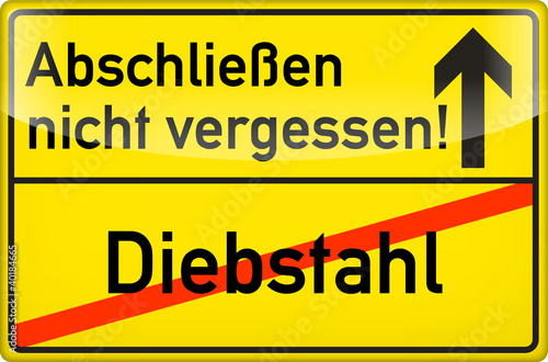 Hinweisschild Schutz vor Diebstahl 