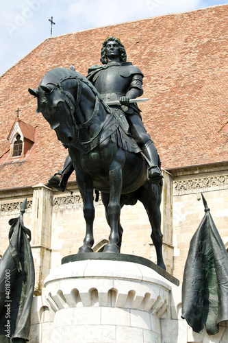 Architecture detail of Matei Corvin statue photo