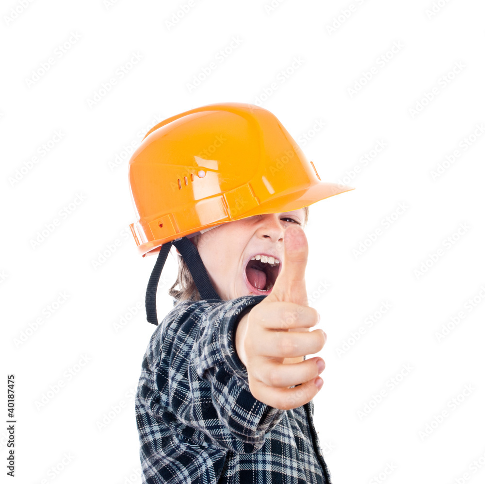 Child constructor with thumbs up Child constructor with thumbs up