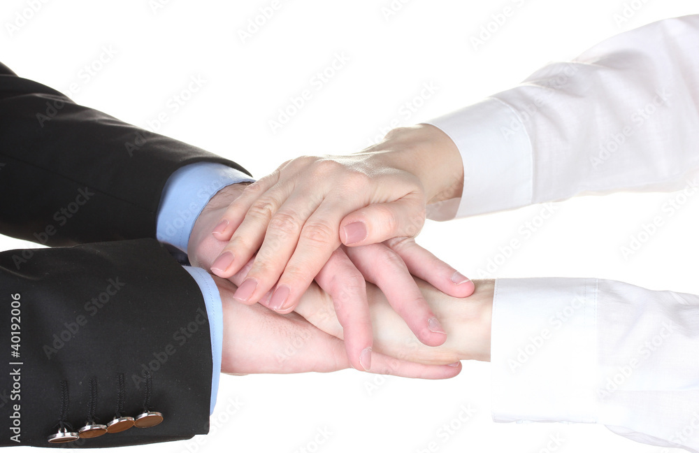 Obraz premium four hands isolated on white