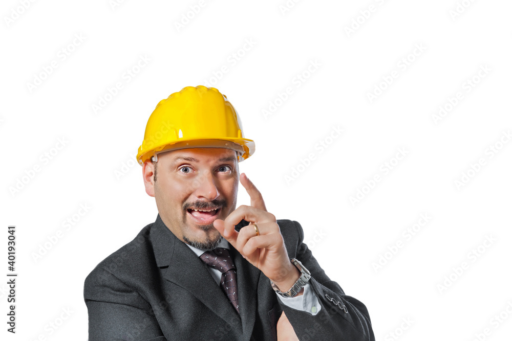 man with helmet isolated on white