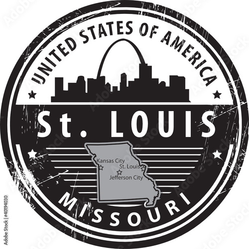 Grunge rubber stamp with name of Missouri, St. Louis