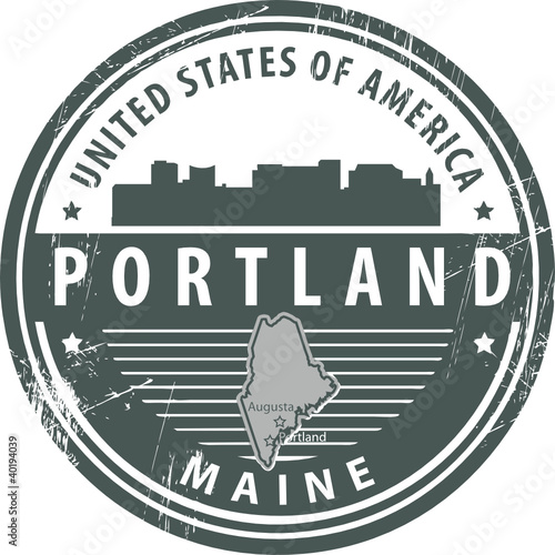 Grunge rubber stamp with name of Maine, Portland, vector