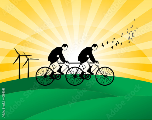 Riding a bicycle, vector illustration