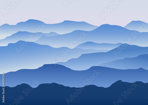 Silhouette of the mountains in the morning © dmitrydesigner