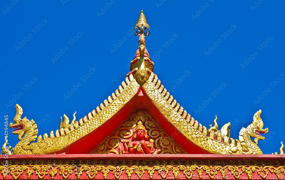 The Thai sculpture of temple roof in Thailand