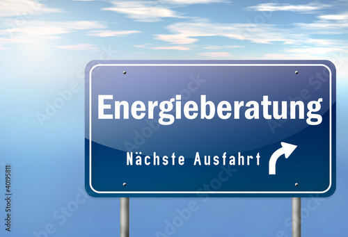 Autobahnschild "Energieberatung"